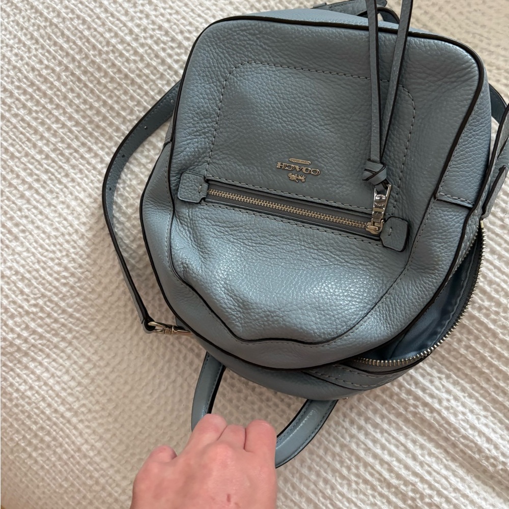 Coach Pale Blue Pebbled Leather Mini Backpack - Picture 2 of 6